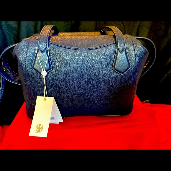 Tory Burch Blue Perry Balloon Stripe Satchel - Picture 5 of 7